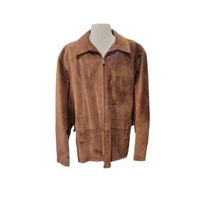 Polo Ralph Lauren Suede Leather Jacket XL | Brown/Tan Dark Gray Lining